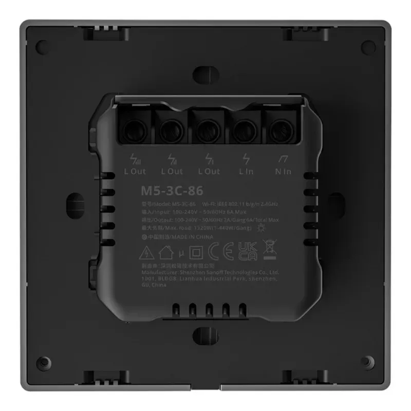 Włącznik Światła SONOFF M5 3C Wi-Fi 3-KANAŁOWY - Szary