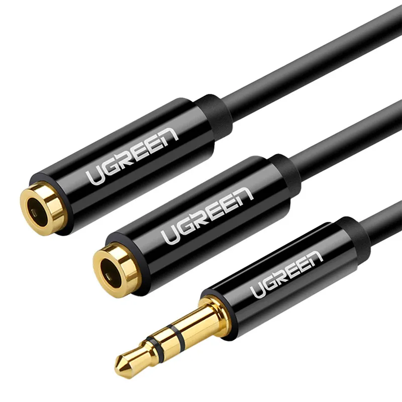 Kabel Audio UGREEN AV123 Jack 3.5MM-2X Jack 3.5mm 25cm - Czarny