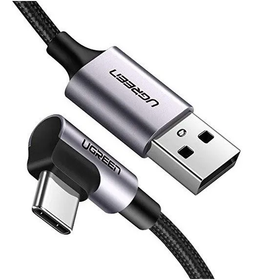 Kabel UGREEN US284 USB-A-USB-C 1m Kątowy (Czarny)