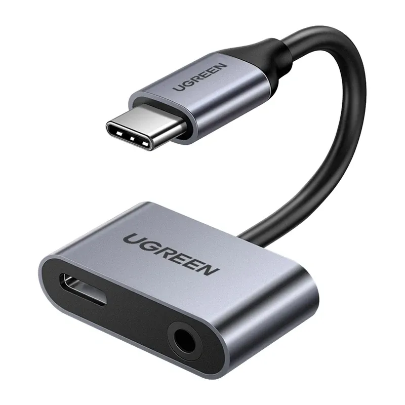 Adapter USB-C Do USB-C I Jack 3.5mm UGREEN CM193 - Szary