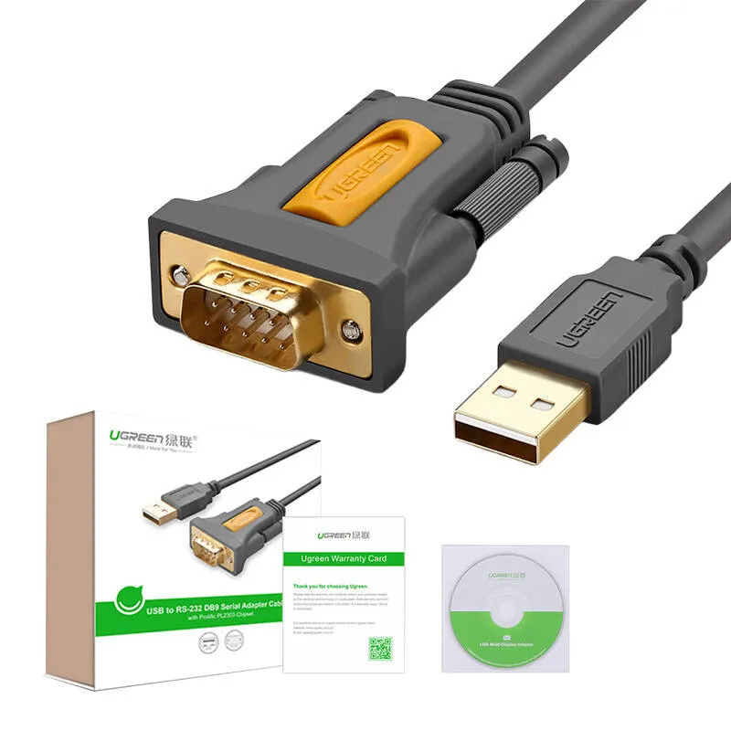 Kabel UGREEN CR104 USB-A Do DB9 RS-232 2m - Czarny