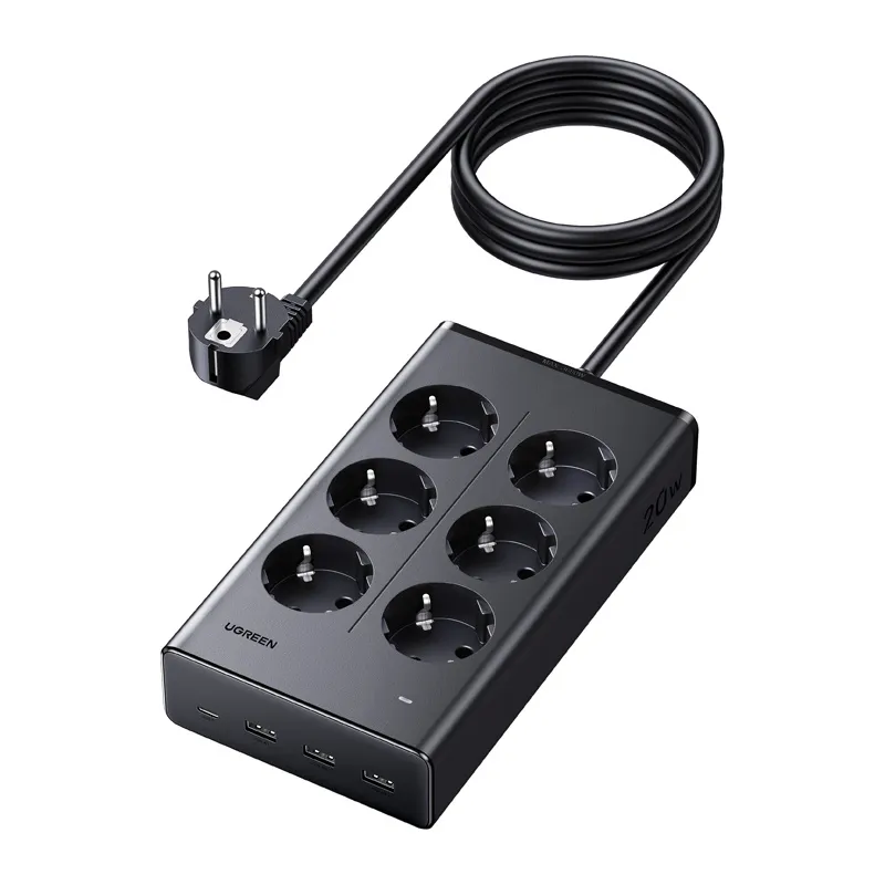 Listwa Zasilająca UGREEN S622 6 Gniazd 20W USB-C 1,5m - Czarna