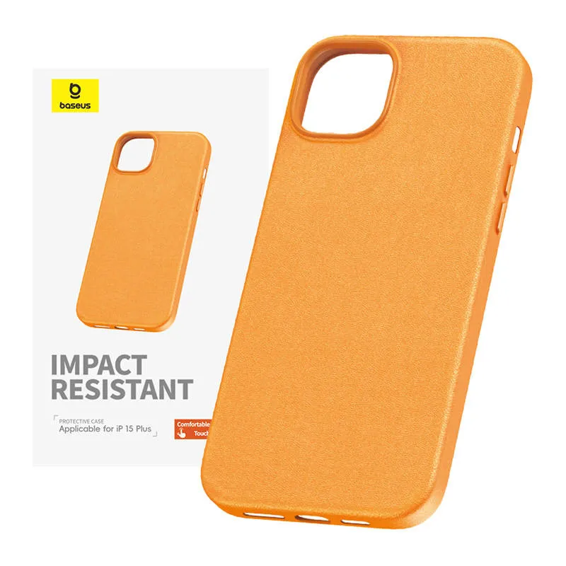 Etui BASEUS Fauxther Series IPhone 15 Plus - Pomarańczowe