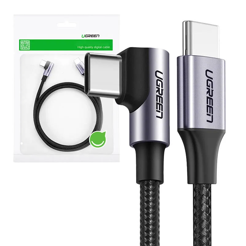 Kabel UGREEN US255 USB-C-USB-C 3m Kątowy 60W - Czarny