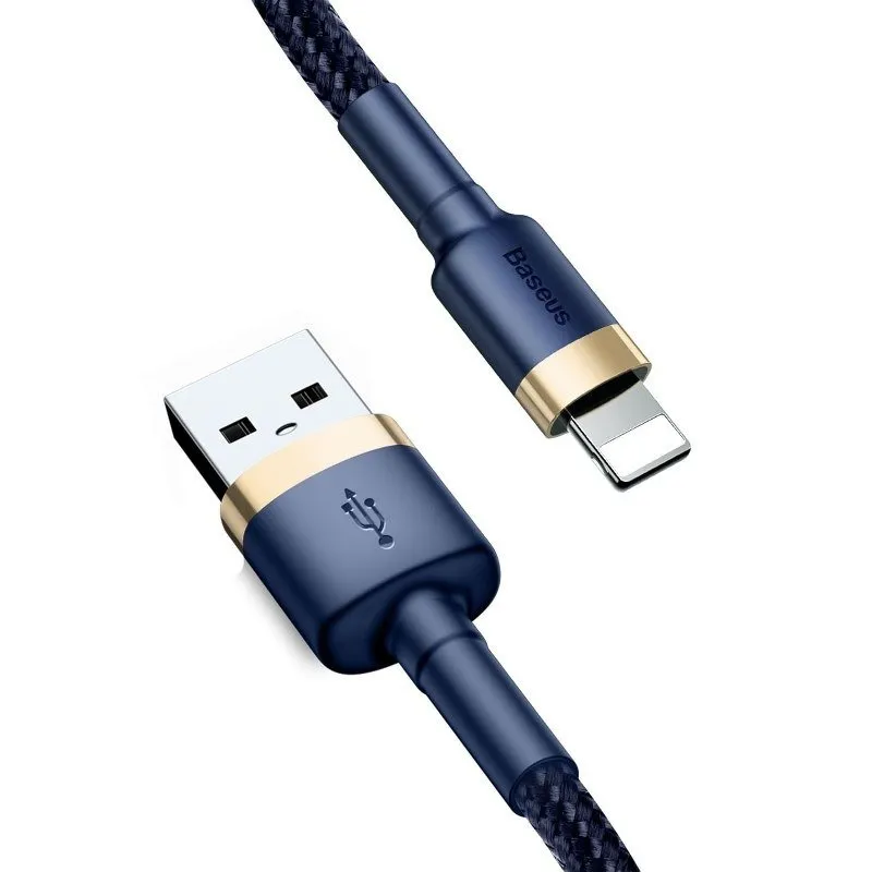 Kabel BASEUS Cafule USB-A Lightning 2m - Granatowo-Złoty