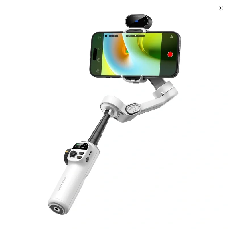 Gimbal AOCHUAN X2 Z Czujnikiem AI 3-OSIOWY Wysięgnik 20 cm - Biały