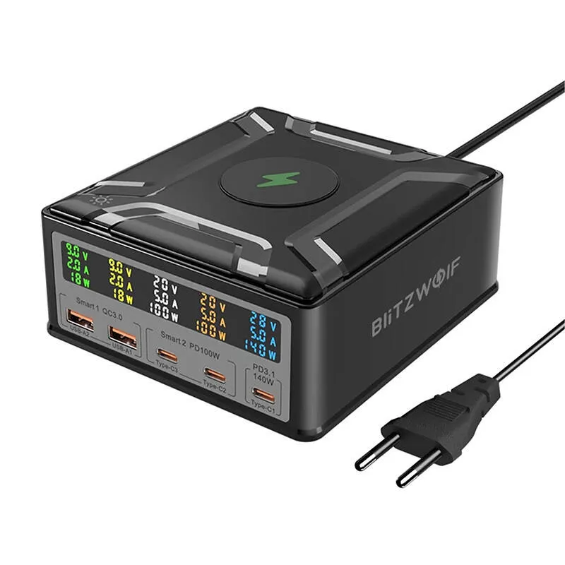Ładowarka Sieciowa BLITZWOLF BW-S28 260W + Qi 15W - Czarna