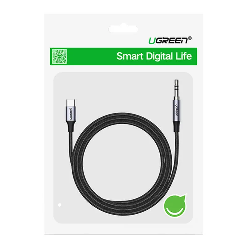 Kabel USB-C UGREEN CM450 Do Mini Jack 3.5mm AUX 1m - Czarny