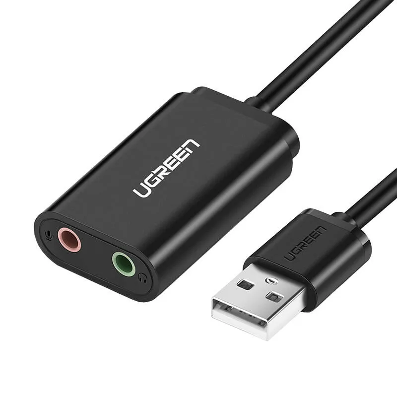 Karta Dźwiękowa USB UGREEN US205 15cm - Czarna