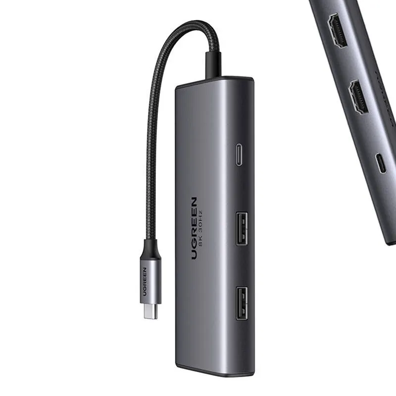 Hub USB-C UGREEN CM498 6-PORTOWY Power Delivery 100W - Szary