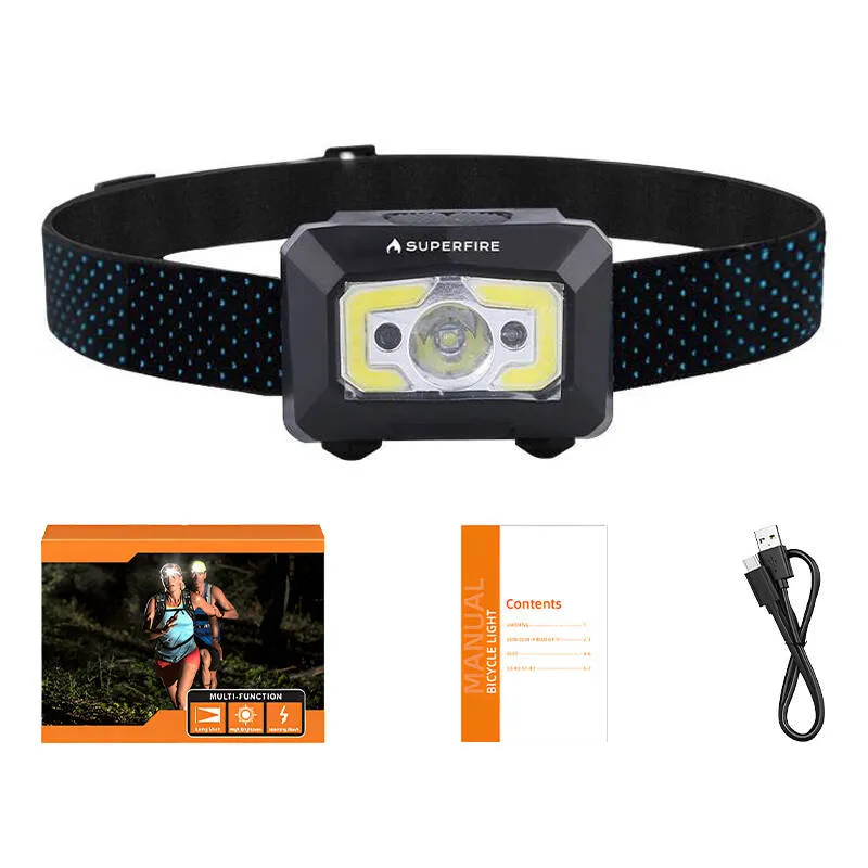 Latarka Czołowa SUPERFIRE X30 340LM USB - Czarny