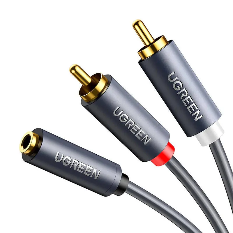 Kabel Audio UGREEN AV102 2X RCA Jack 3.5 mm 1m - Czarny