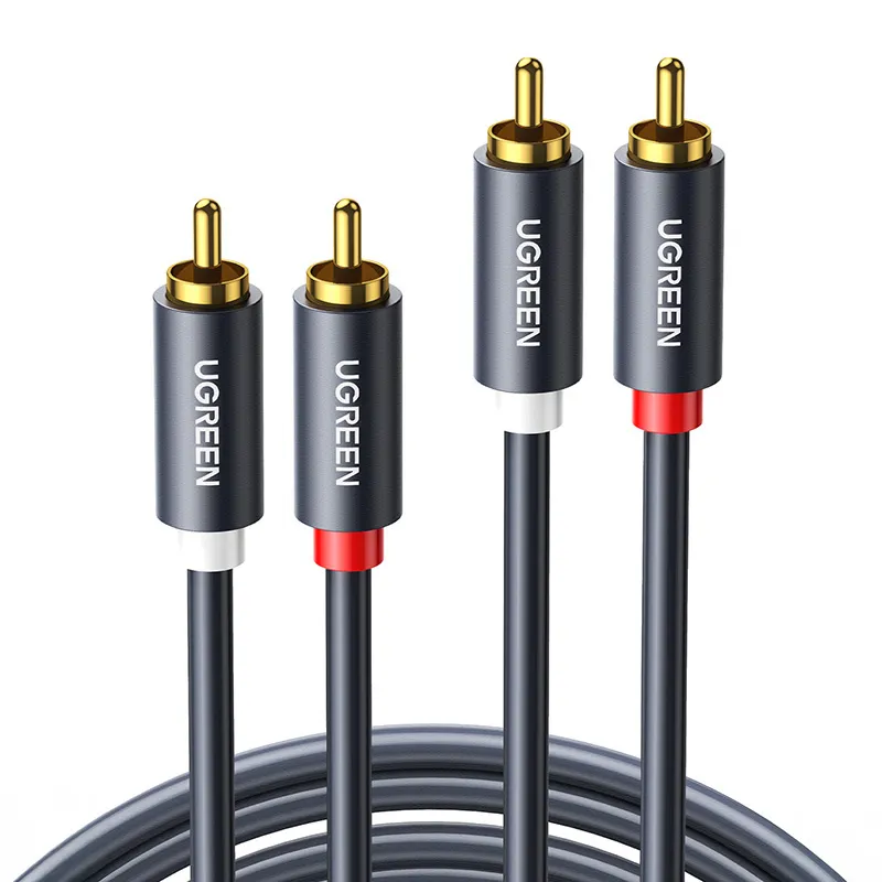 Przewód Audio 2RCA UGREEN AV104 3m Złocony - Czarny