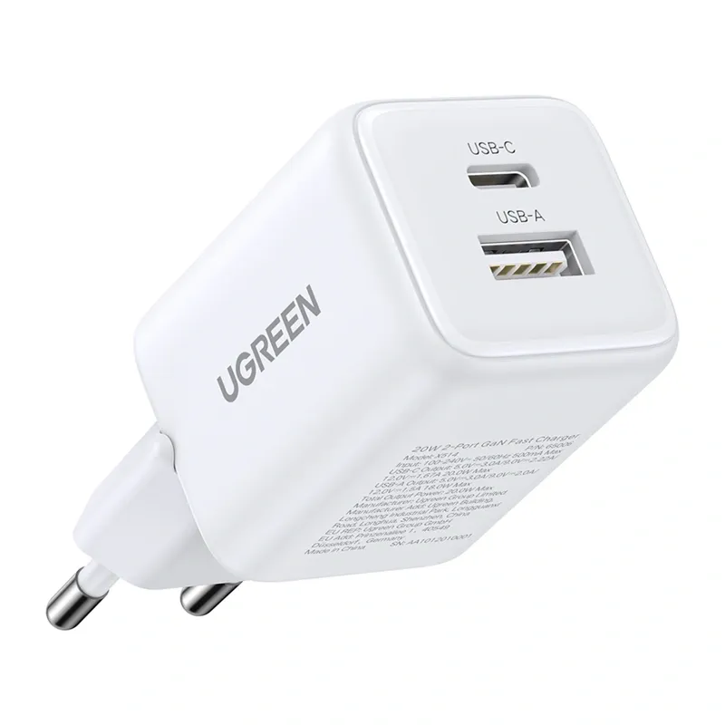 Ładowarka Sieciowa UGREEN X514 USB+USB-C GaN 20W - Biała