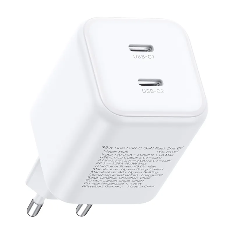 Ładowarka Sieciowa UGREEN X526 45W 2XUSB-C GaN (Biała)