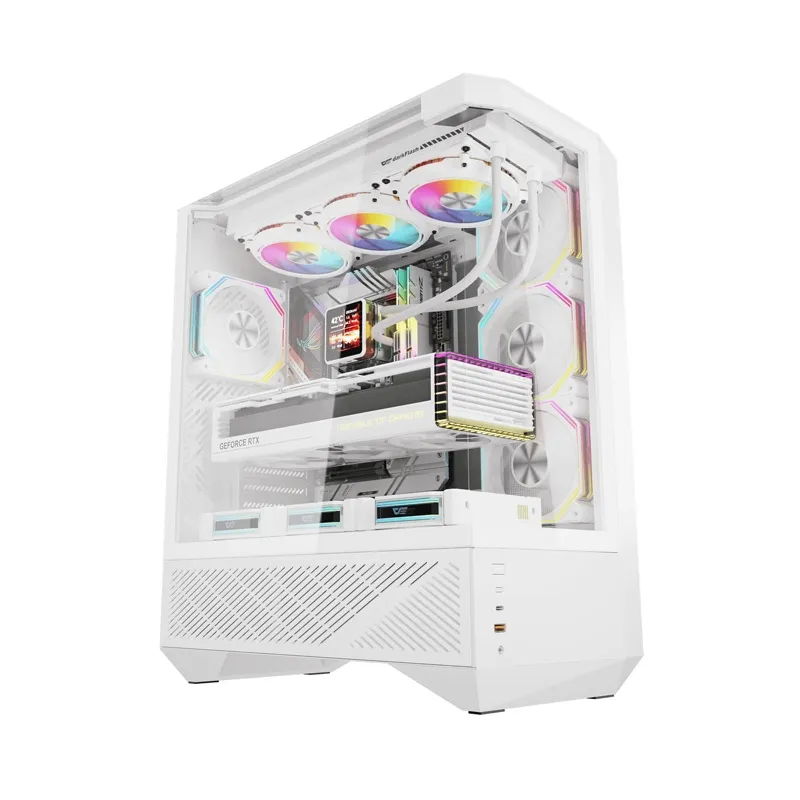 Obudowa Komputerowa DARKFLASH DY460 + 4 Wentylatory ARGB - Biała