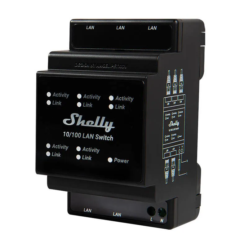 Switch Ethernet SHELLY LAN 5-PORTOWY RJ45 - Srebrny