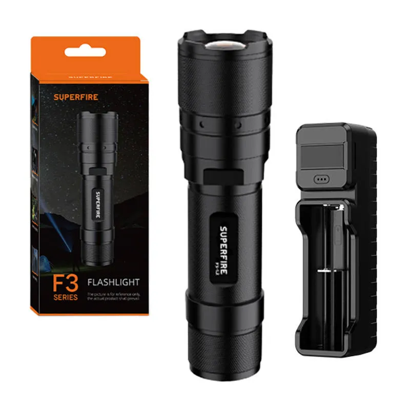 Latarka SUPERFIRE F3-L2 570LM Zoom USB - Bezbarwna