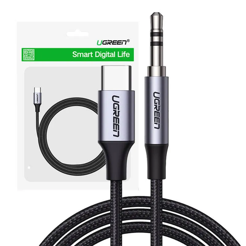 Kabel USB-C UGREEN CM450 Do Mini Jack 3.5mm AUX 1m - Czarny