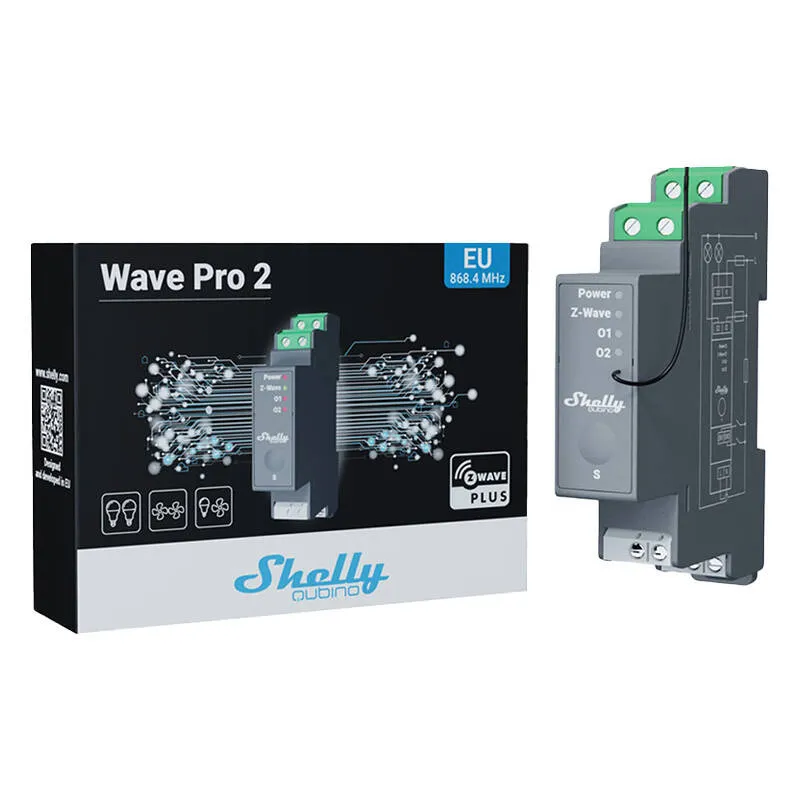 Przekaźnik SHELLY Qubino Pro 2 Z-Wave DIN 2-KANAŁ - Szary