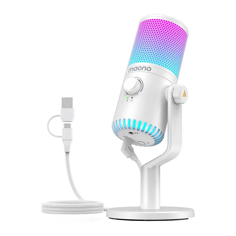Mikrofon Gamingowy MAONO DM30RGB Pojemnościowy Kardioidalny - Biały