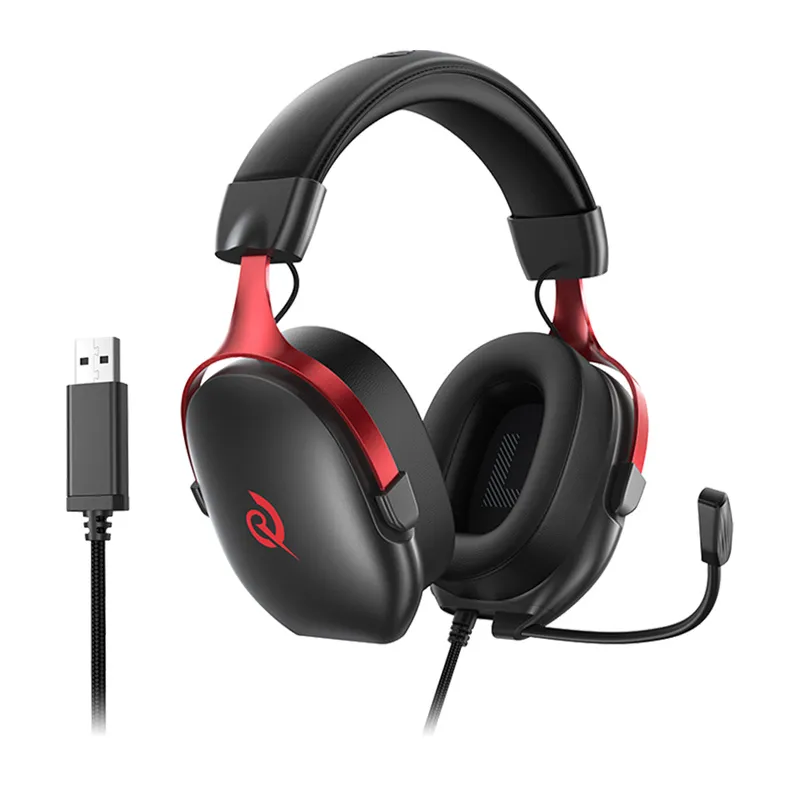 Słuchawki Gamingowe QCY Heroad VN200 USB-A 7.1 - Czarno-Czerwone