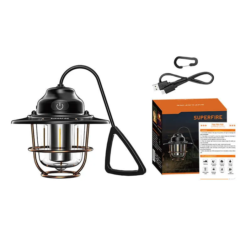 Lampa Kempingowa SUPERFIRE T57 320LM Akumulatorowa - Czarny