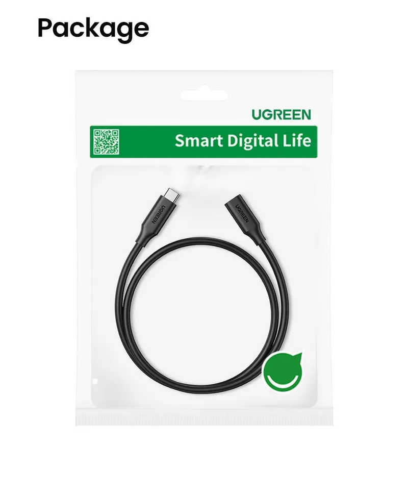 Kabel UGREEN US353 USB-C-USB-C 1m Przedłużający - Srebrny