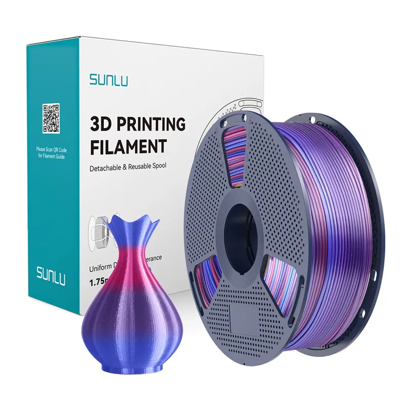 Filament SUNLU PLA+ Silk 1.75mm 1kg Do Druku 3D - Rainbow 02