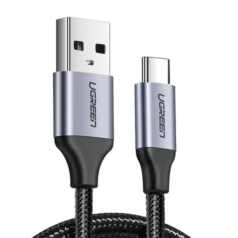 Kabel UGREEN US288 USB-A Na USB-C 0,25m Kątowy - Czarny