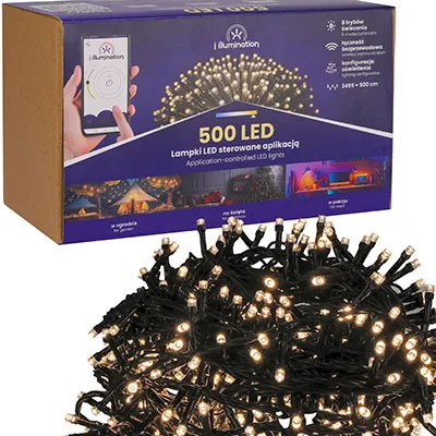 I Illumination (SMART) Lampki 500 LED, Ciepły Biały, Sieciowa