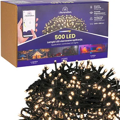 I Illumination (SMART) Lampki 500 LED, Ciepły Biały, Sieciowa