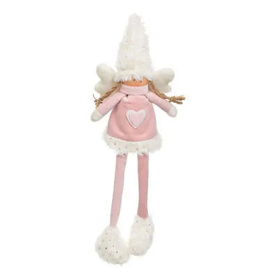 Aniołek Z Wiszącymi Nogami, Z Materiału, 34 cm, Róż, Do Postawienia