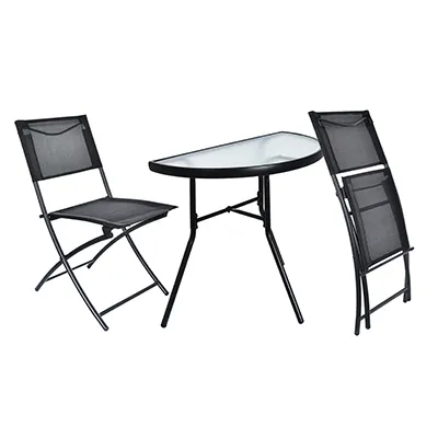Zestaw Mebli Ogrodowych CAPRI, Stal/Textilene, 2 Krzesła 46x58x80cm + Stół 70x40x65cm - Czarny