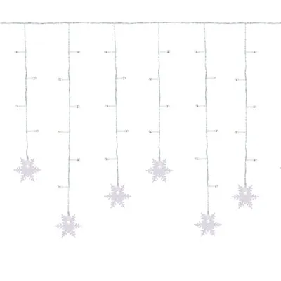 Kurtyna 95 LED Ze Śnieżynkami, 70x350, Ciepły Biały, Sieciowa