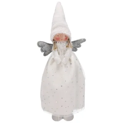 Aniołek Z Materiału W Tiulowej Sukience, 48cm, Biały, Do Postawienia