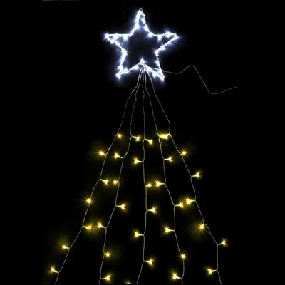 Gwiazda, 5 Zwisów 200cm, 130LED, Ciepły Biały, Zimny Biały, Sieciowa