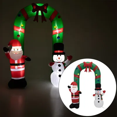 Nadmuchiwany Łuk Z Mikołajem I Bałwanem 250x195cm, 7LED - Białe
