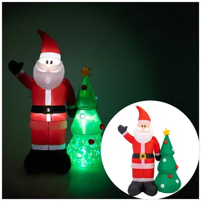 Dmuchany Mikołaj Z Choinką 210cm, 3LED Białe, 1LED RGB Ruchomy