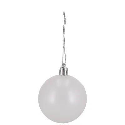 Bombki Plastikowe 6CM/8SZT (Gładka + Żłobiona), Opal - Biały