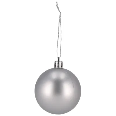 Bombki Plastikowe, 6CM/10SZT, Biały, Srebrny, Do Powieszenia