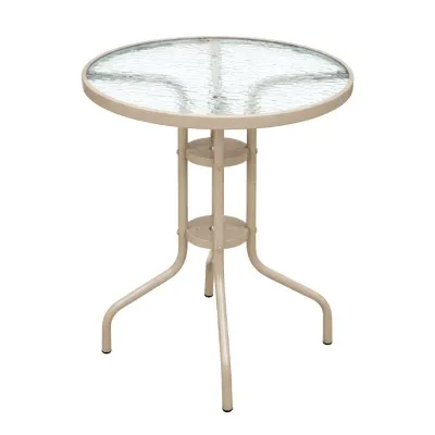 Szklany Stolik Ogrodowy, 70cm - Beżowy