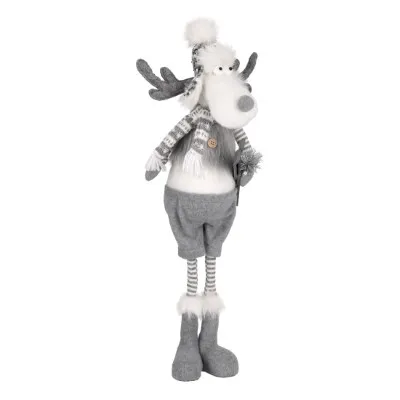 Renifer Z Materiału, 62,5cm, Szary, Biały, Do Postawienia