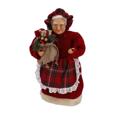 Pani Mikołaj Z Materiału Z Sankami I Nartami, Choinką, Latarenką, 60cm