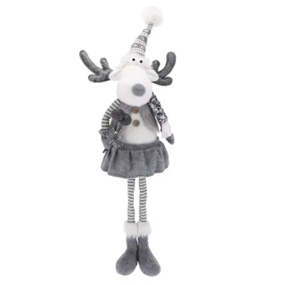 Renifer Z Materiału, 74cm, Szary, Biały, Do Postawienia