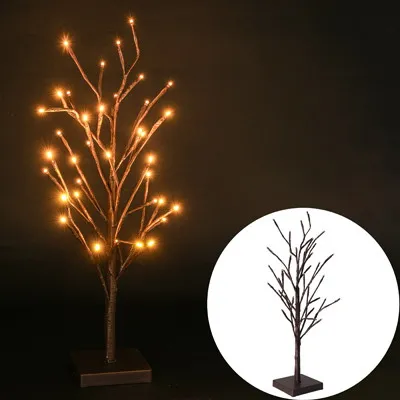 Drzewko 24LED, Czarne, 60cm, Ciepły Biały, Na Baterie