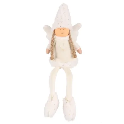Aniołek Z Wiszącymi Nogami, Z Materiału, 34 cm, Biały, Do Postawienia