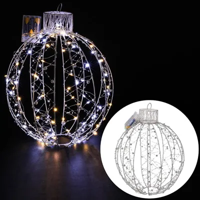 Bombka Metalowa, 120LED, 30x30cm, Ciepły, Zimny Biały, Na Baterie, Wew