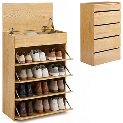 Szafka Na Buty, 4 Półki + Schowek, 99x36x60 cm