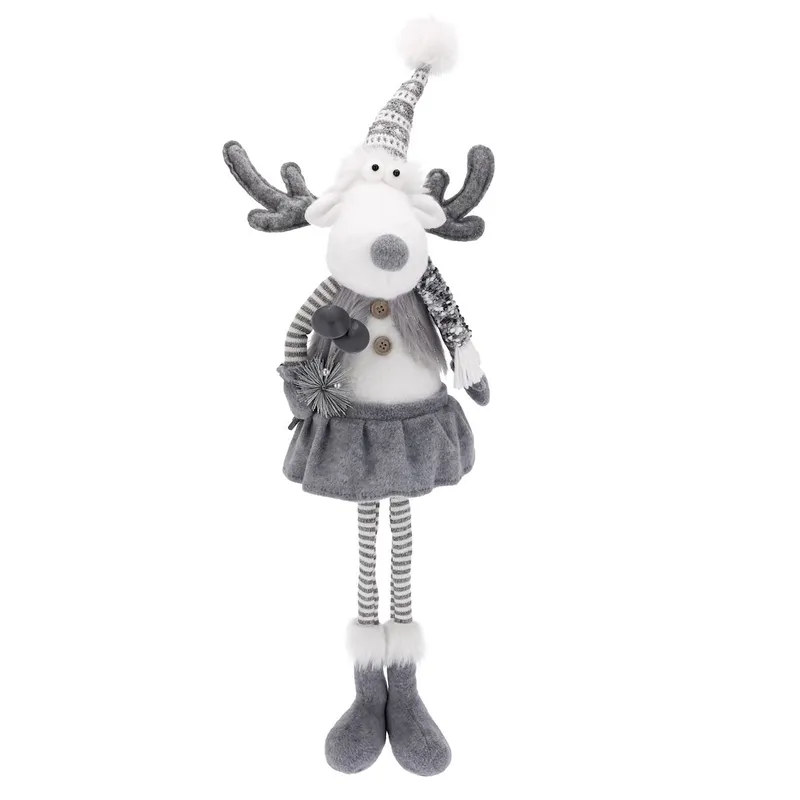 Renifer Z Materiału, 74cm, Szary, Biały, Do Postawienia